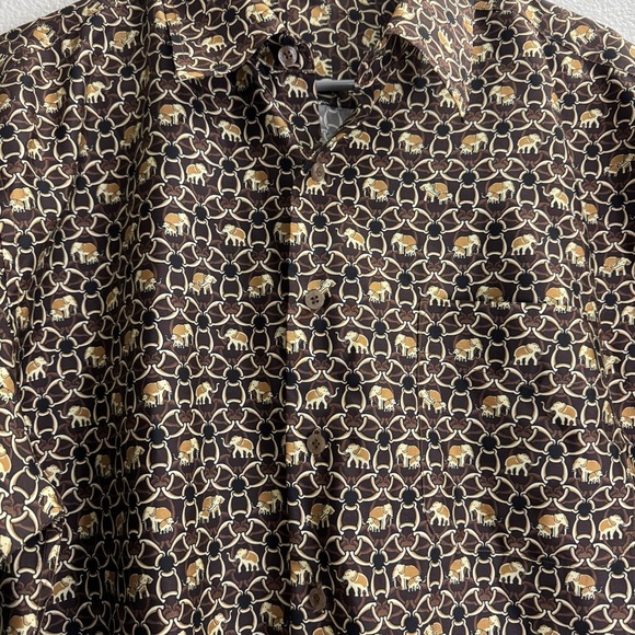 Shinawatra Silk Elephant Button Up Shirt Size Large - Picture 2 of 6
